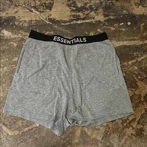 Essentials Heather Grey Lounge Shorts with Black Branded Waistband